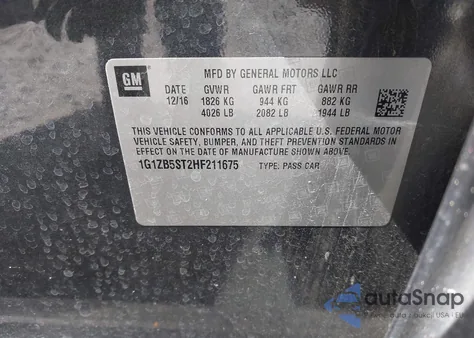 2017 Chevrolet Malibu Ls from USA, damaged, VIN 1G1ZB5ST2HF211675